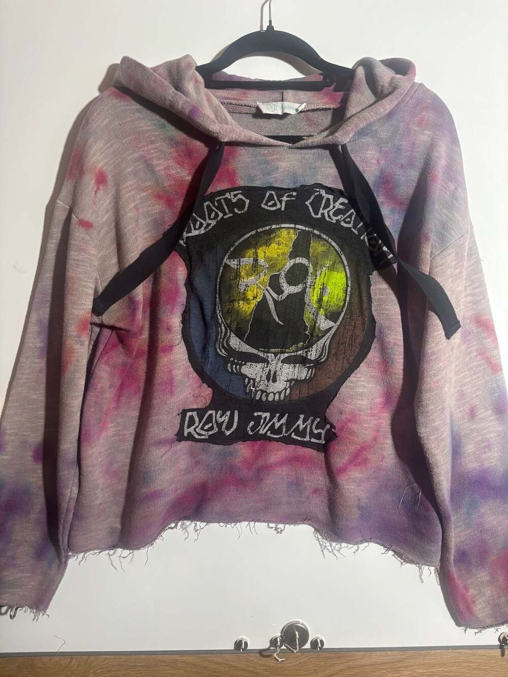 Reworked Roots of Creation Grateful Dub upcycled tie dyed hoodie